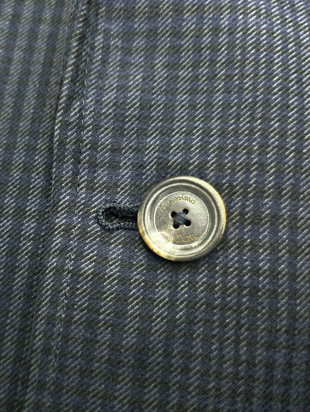 Massimo Dutti Extrafine Cotton Navy Plaid Blazer Sport Coat Men's US 38